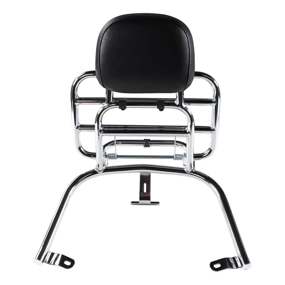 Scooters Chrome Rack Vespa LX 50 / LX 150 Chrome Rear Rack w/ Backrest by Prima ...