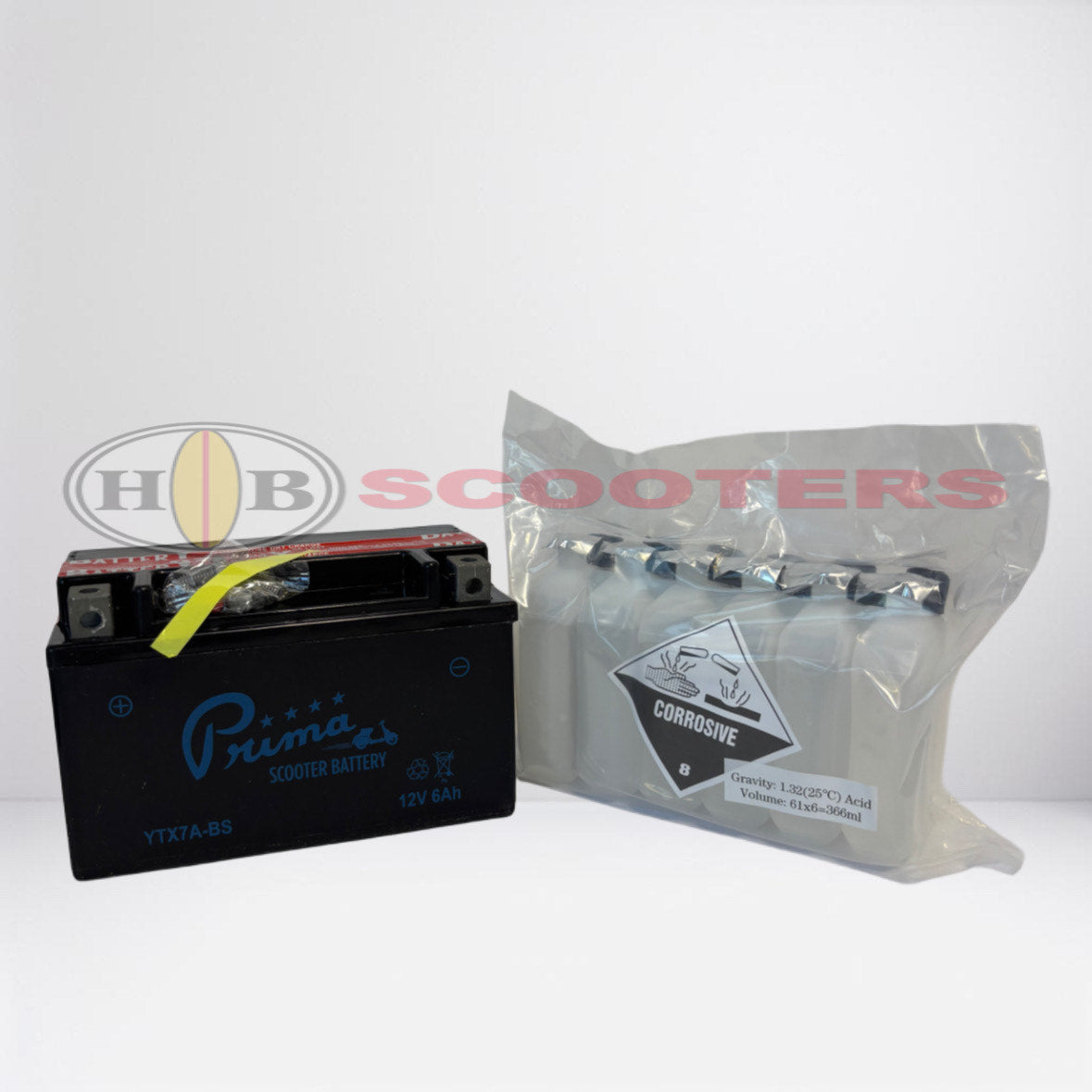 Prima 12V Scooter Battery, YTX7A-BS Replacement for Lance, Genuine 125/150/170/200i Models
