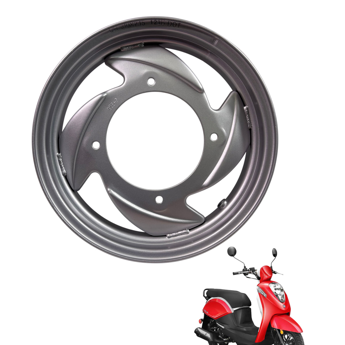 OEM SYM Mio 50 Scooter Rear Wheel Rim, Original Silver 42702-G03-700-SH