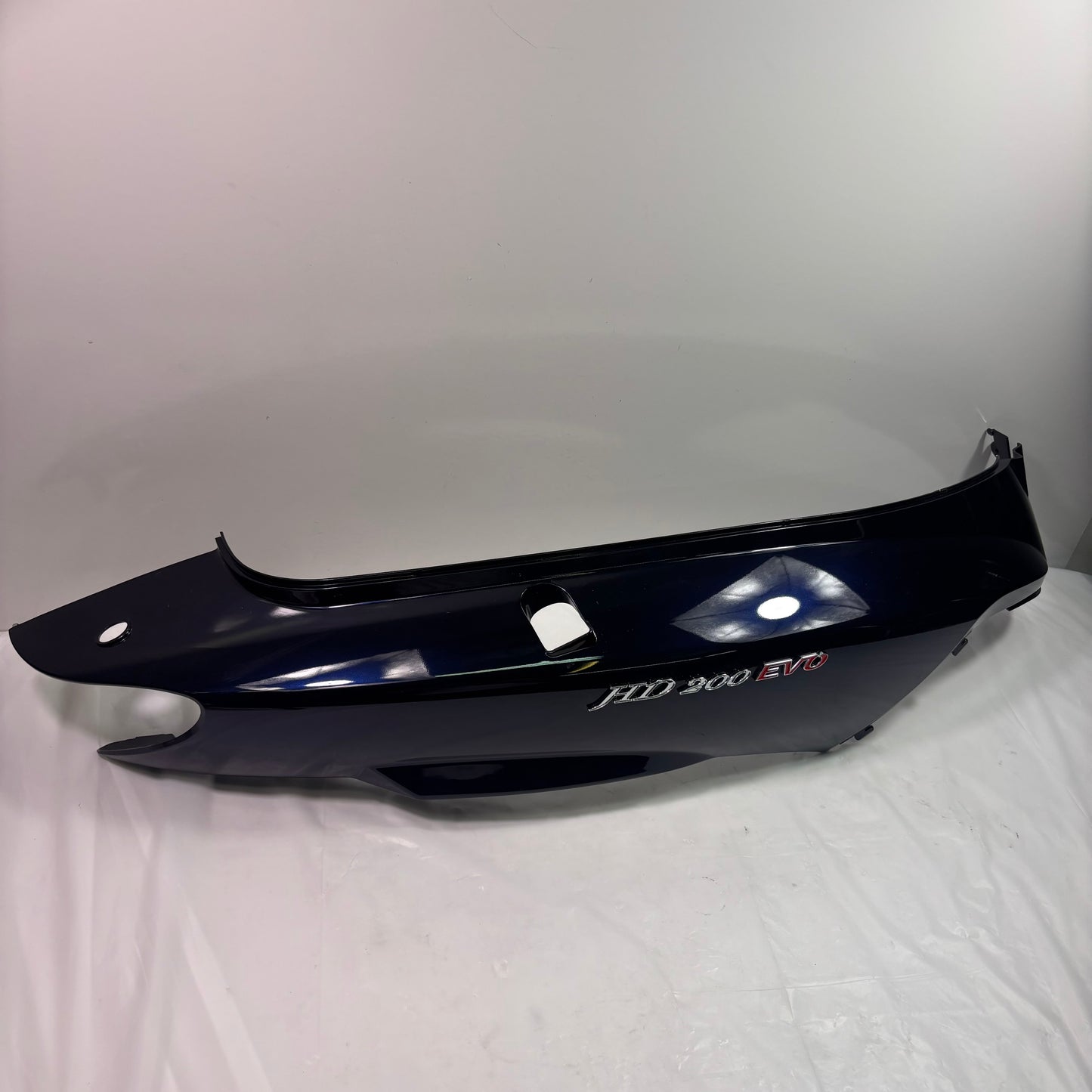 OEM SYM HD200 Evo Scooter Right Body Panel w/ Emblem, Deep Blue / Black