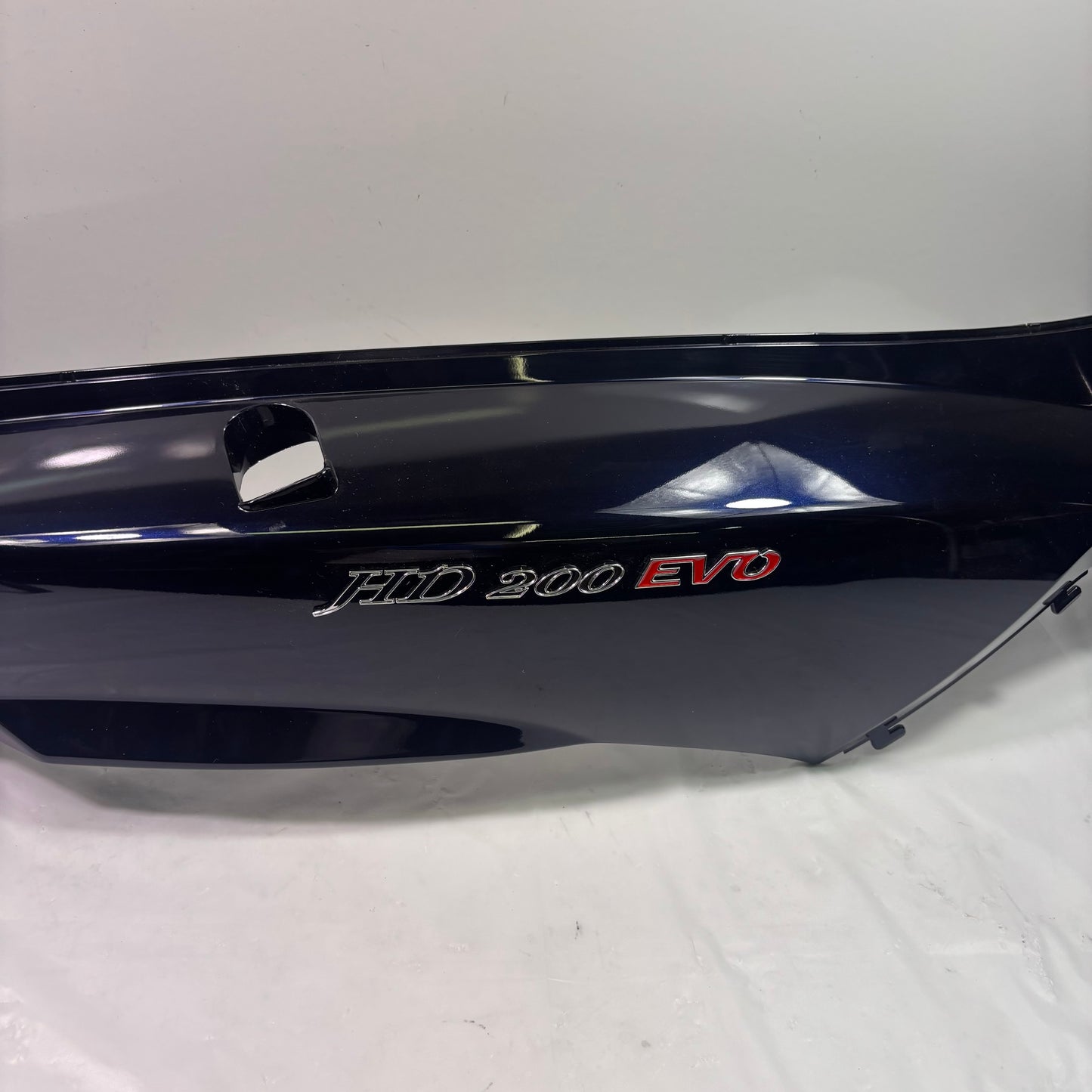 OEM SYM HD200 Evo Scooter Right Body Panel w/ Emblem, Deep Blue / Black