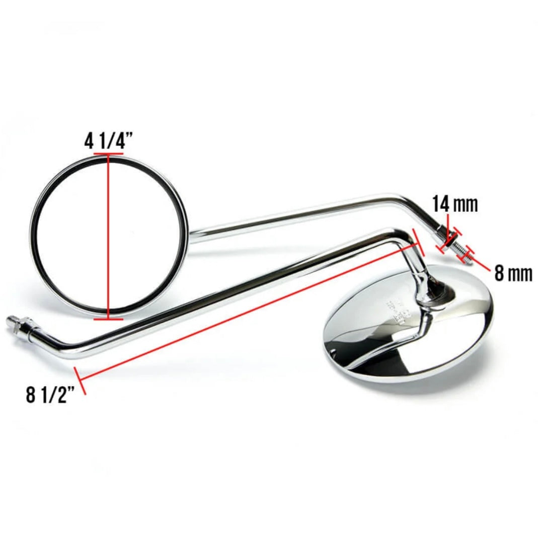 OEM Genuine Buddy Scooter Chrome Mirrors Set, Left & Right (Long)