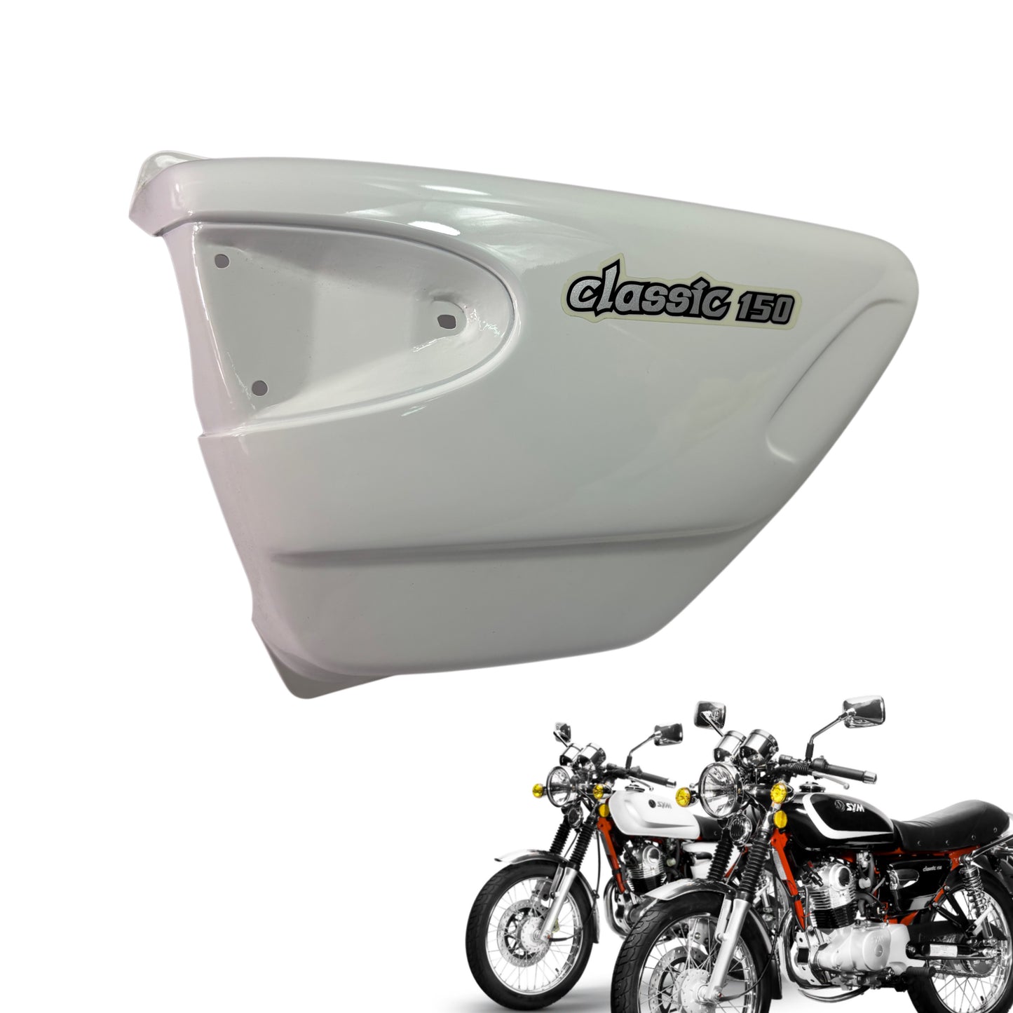 OEM Left Side Body Panel for SYM Wolf Classic 150cc Motorcycle, White