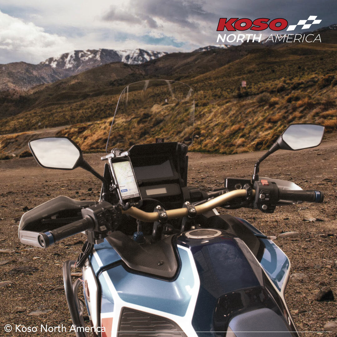 KOSO ARMOR CHARGER PHONE MOUNT W/VISOR BLACK